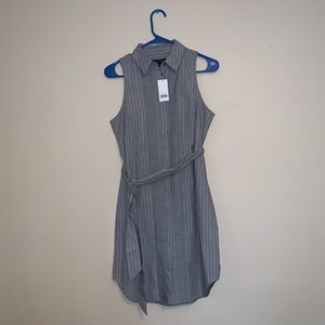 Banana Republic Navy and White Striped Shirt Dress